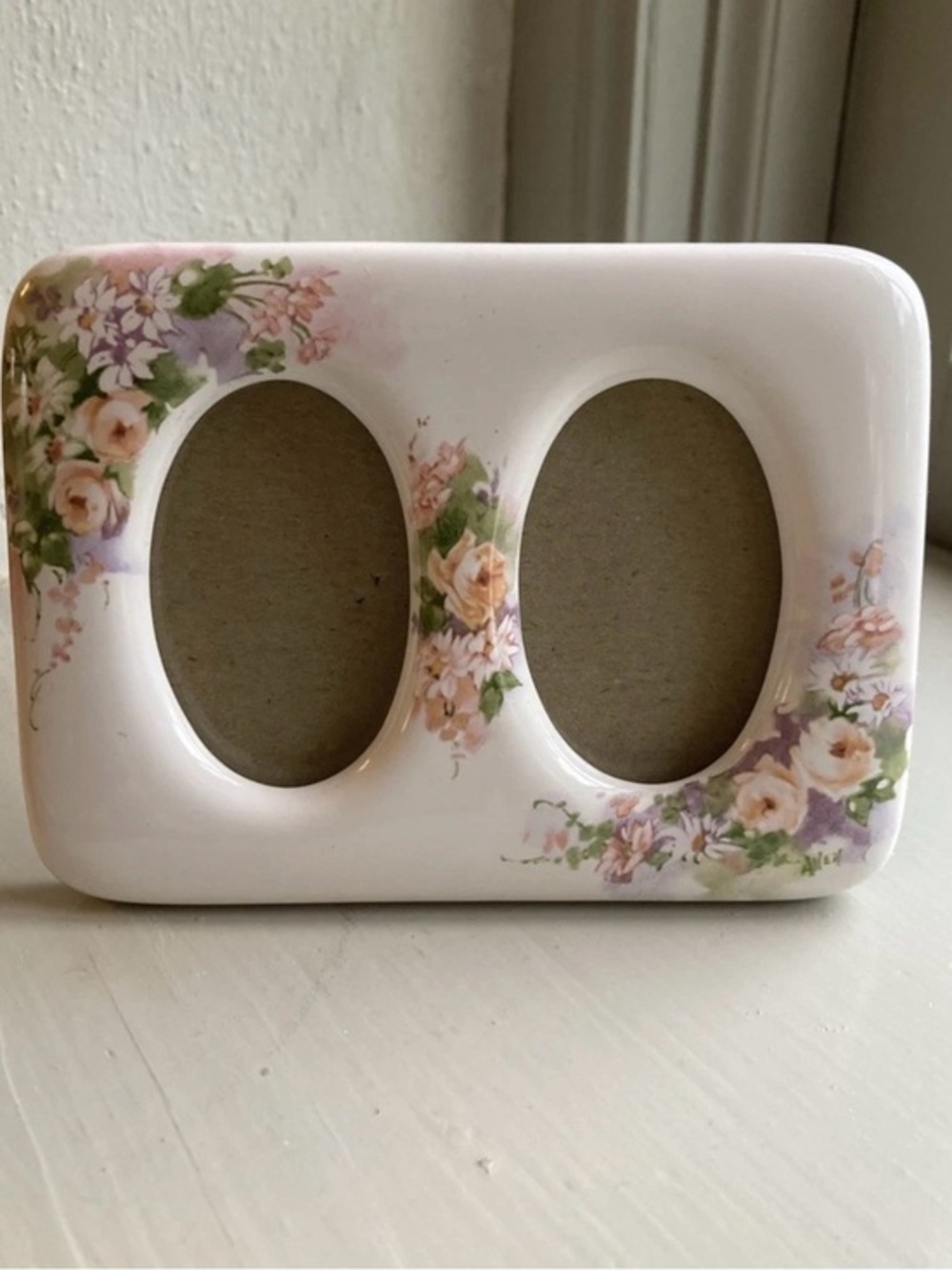 Vintage Porcelain Floral Picture Frame Ovals Shabby Chic Cottagecore